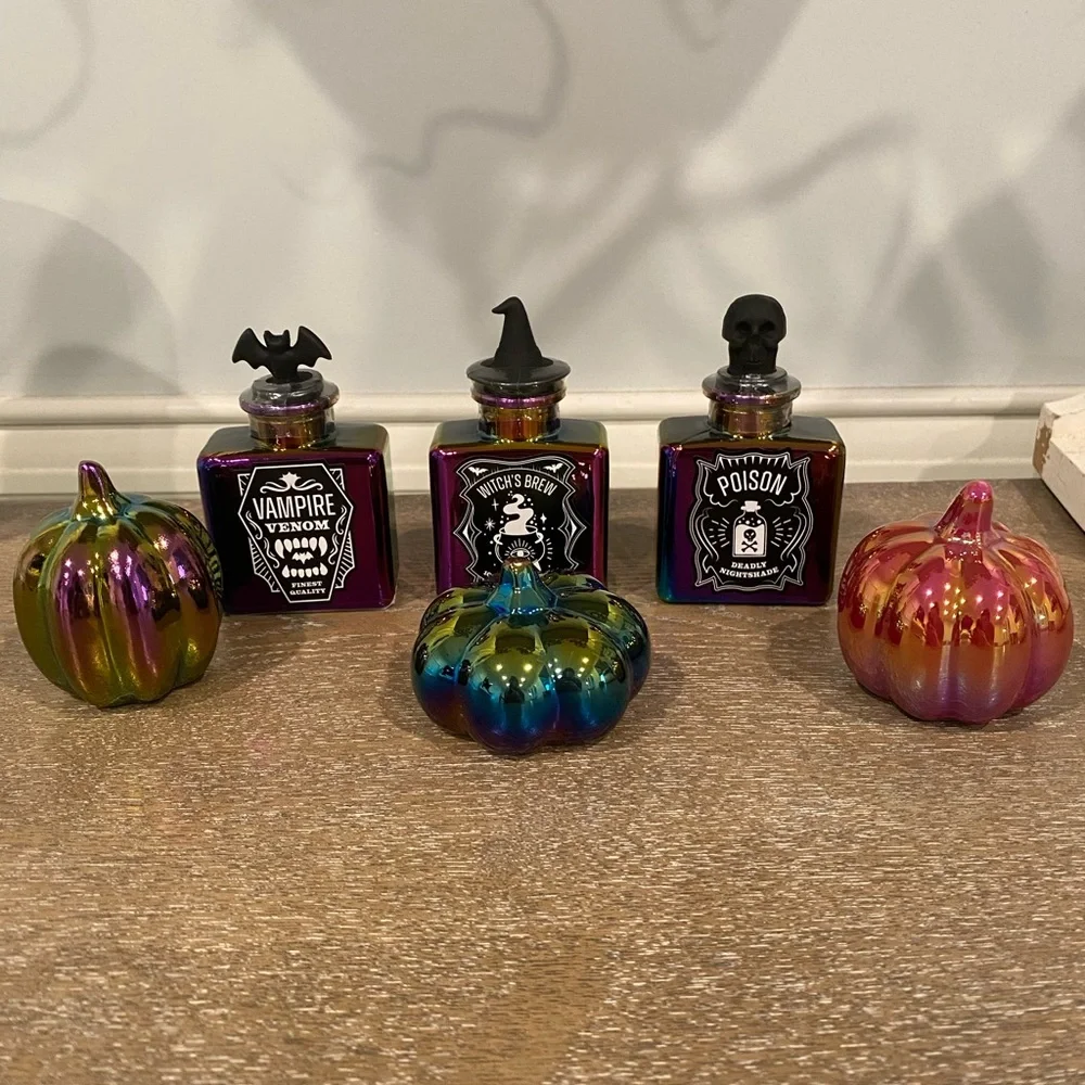 Target Bullseye small iridescent pumpkin 3 pack and potion bottles